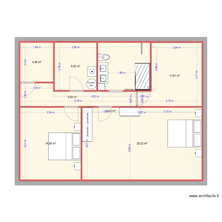 étage. Plan de 7 pièces et 160 m2