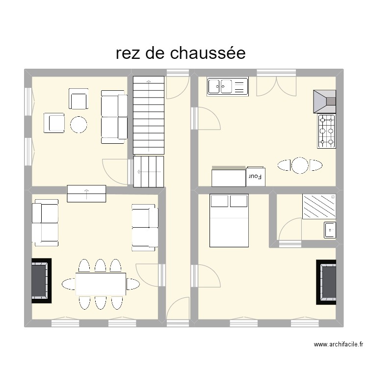 avenard rdc. Plan de 4 pièces et 86 m2