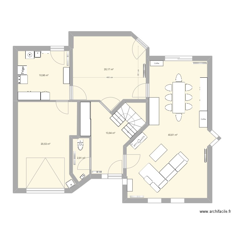 Marloie RDC. Plan de 6 pièces et 109 m2