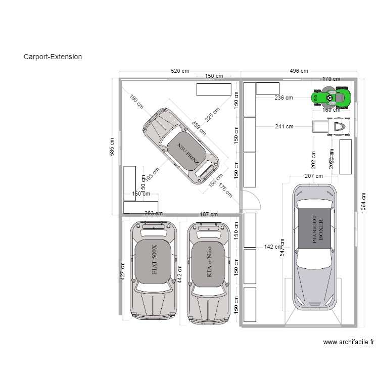 Carport-extension. Plan de 0 pièce et 0 m2