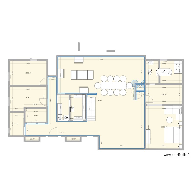 cite emen. Plan de 11 pièces et 165 m2