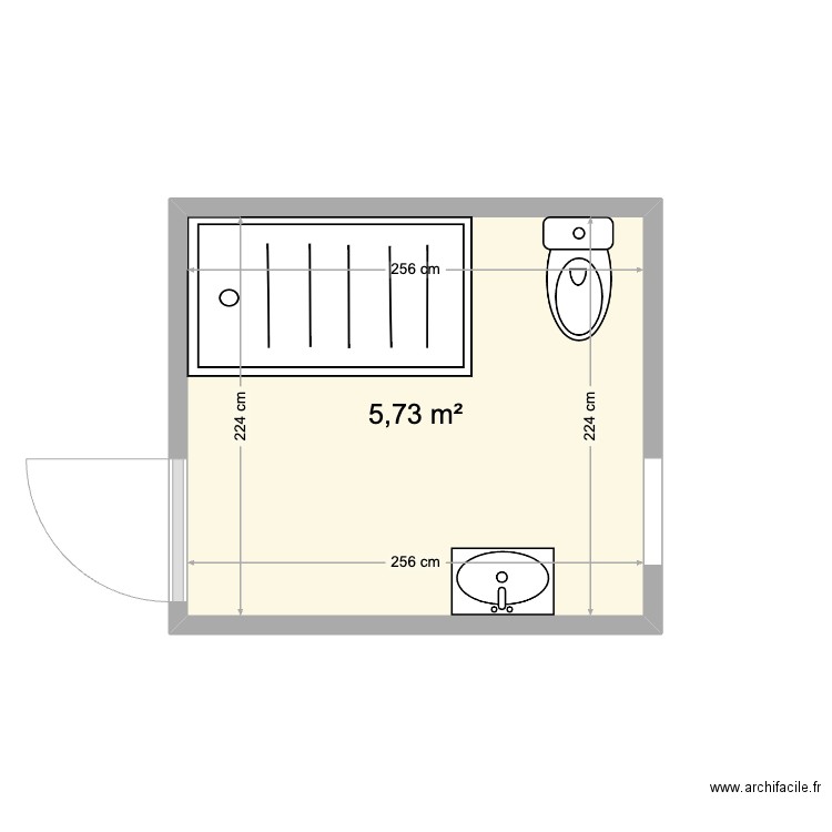 meunier. Plan de 1 pièce et 6 m2