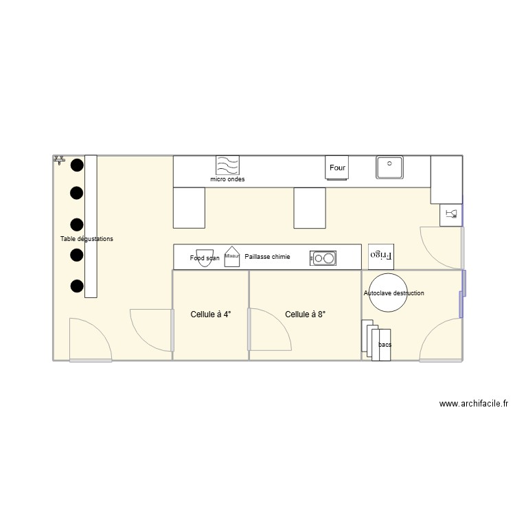 chimie. Plan de 4 pièces et 30 m2