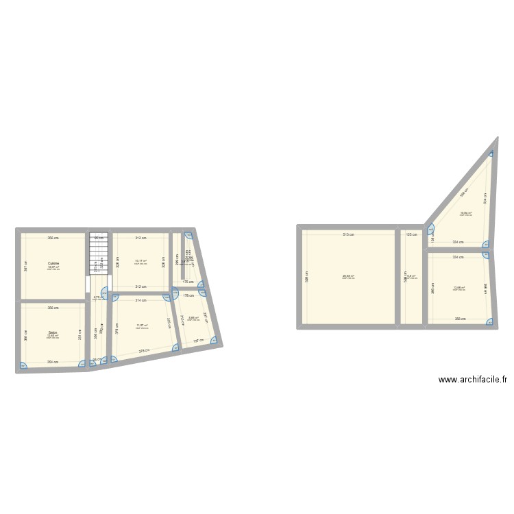 vieux. Plan de 11 pièces et 122 m2