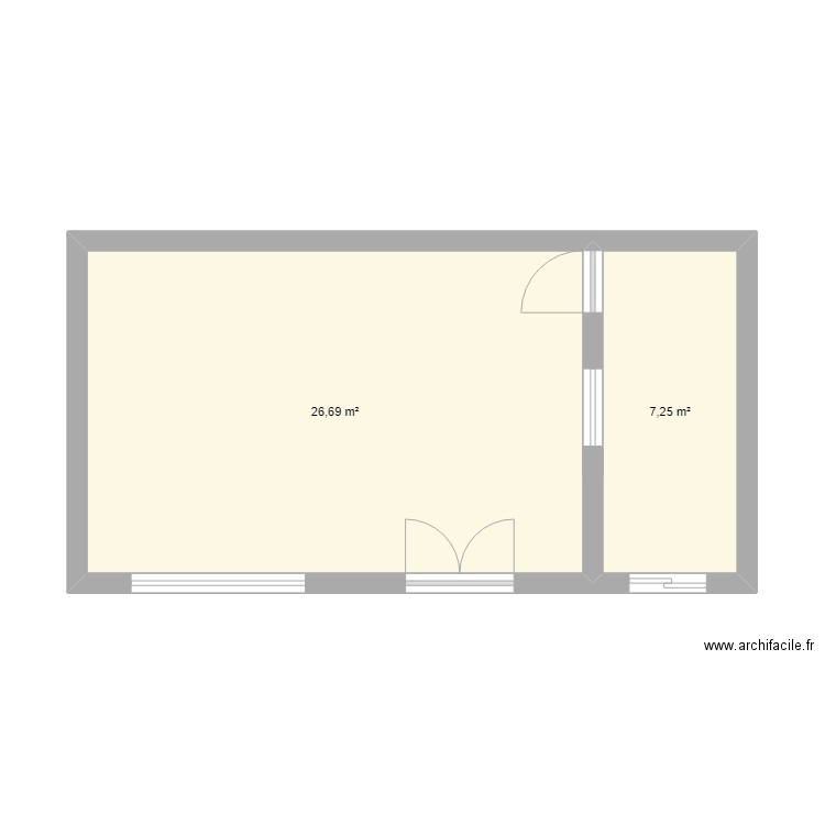 plan magasin . Plan de 2 pièces et 34 m2