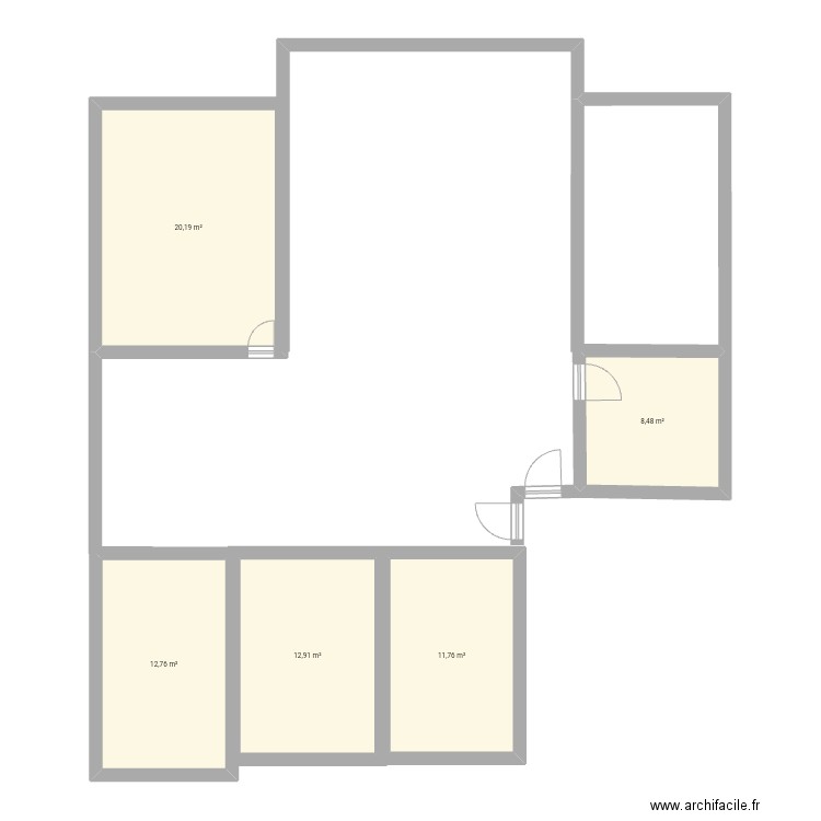 Apt. Plan de 5 pièces et 66 m2