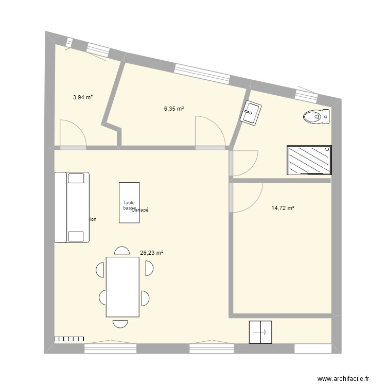 APPARTEMENT origine ISSY LES MOULINEAUX. Plan de 4 pièces et 51 m2