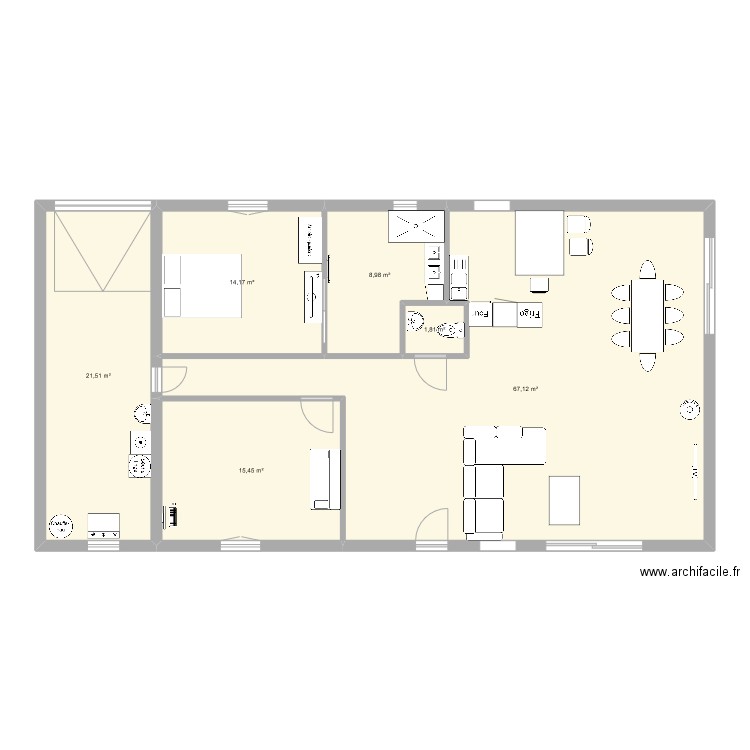 maison. Plan de 6 pièces et 129 m2