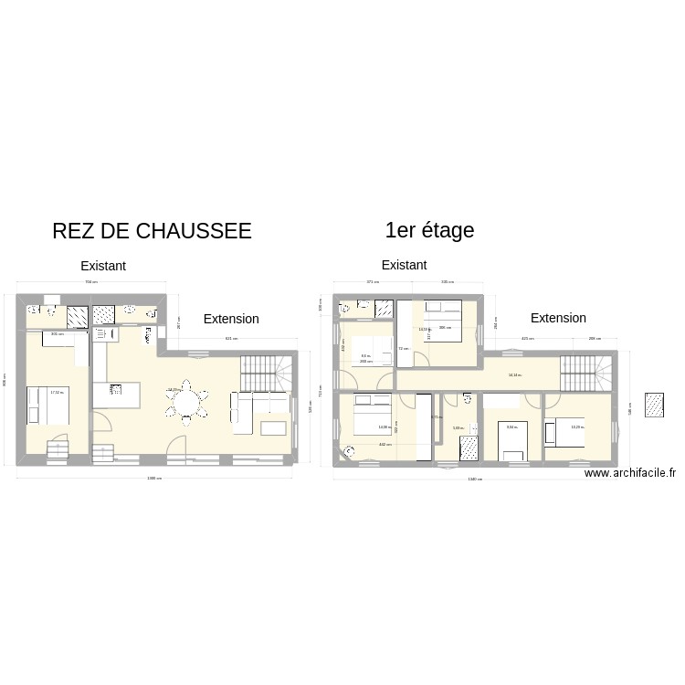 Extension avec cave mixte sans cave. Plan de 10 pièces et 149 m2