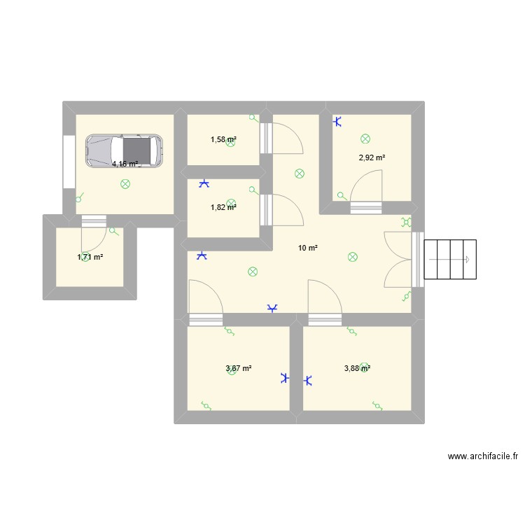 maison200. Plan de 8 pièces et 30 m2