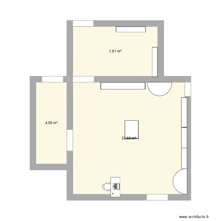 plan 55. Plan de 3 pièces et 35 m2