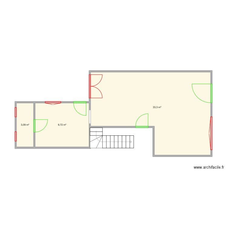 electricite. Plan de 3 pièces et 46 m2