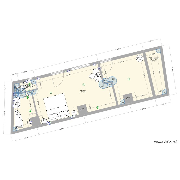 MAISON DU HAUT RDC 2. Plan de 4 pièces et 45 m2