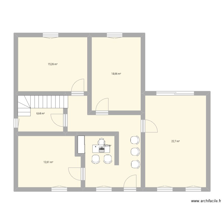 Cab agrandit. Plan de 6 pièces et 90 m2