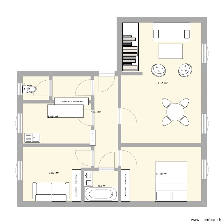 5 VILLA GRENELLE. Plan de 6 pièces et 63 m2