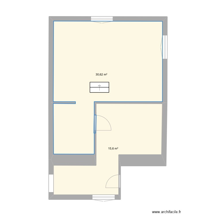 19 bis 2. Plan de 2 pièces et 46 m2