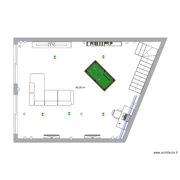 Maison  . Plan de 1 pièce et 49 m2