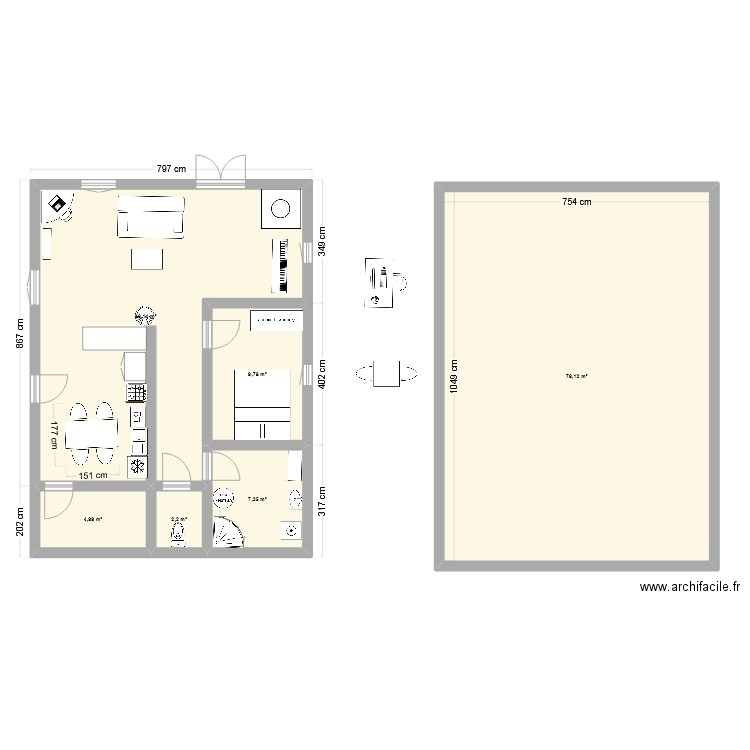 plan 1. Plan de 6 pièces et 149 m2