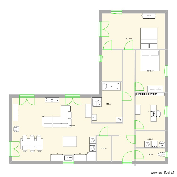 maison houpe du bois 1. Plan de 8 pièces et 132 m2