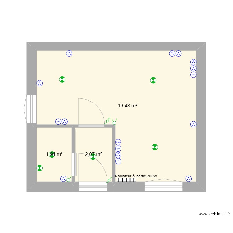 Noncent Solutions. Plan de 3 pièces et 20 m2