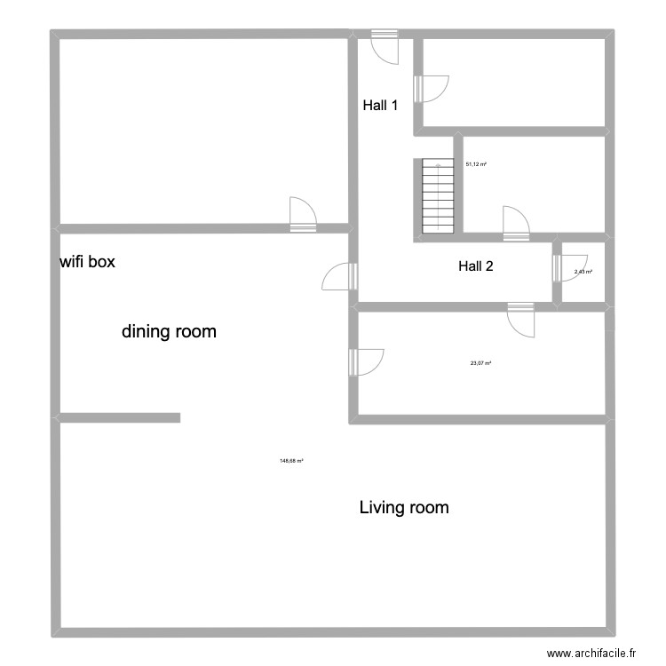 test environment plan. Plan de 4 pièces et 225 m2