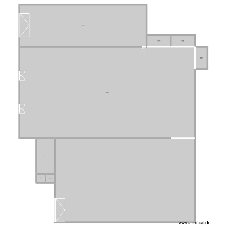 magasin. Plan de 9 pièces et 1561 m2