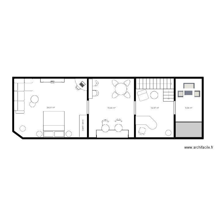 L'hôtel Corner. Plan de 4 pièces et 62 m2