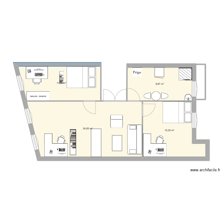 saint bazile. Plan de 4 pièces et 57 m2