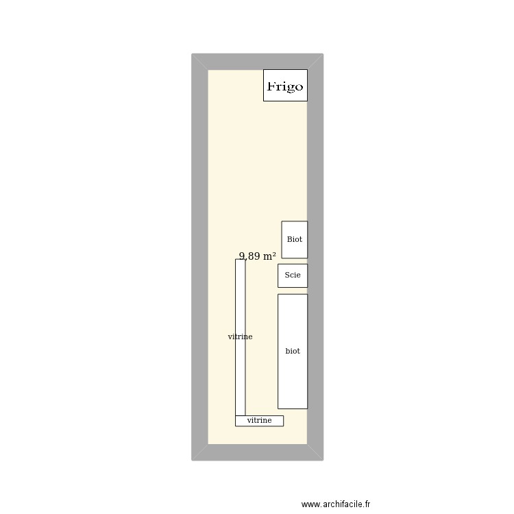 boutique. Plan de 1 pièce et 10 m2