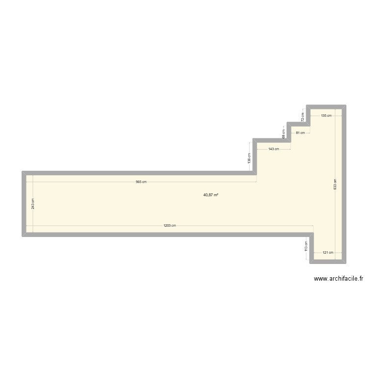 Salle blanche 1. Plan de 1 pièce et 41 m2