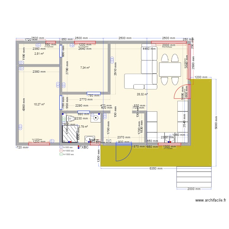 Наталья Пушкино эл. Plan de 6 pièces et 63 m2