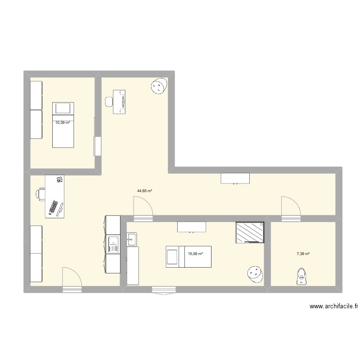 institut. Plan de 4 pièces et 78 m2