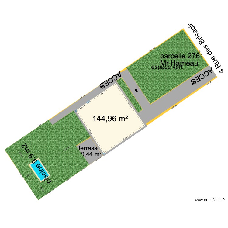 plan cadastre projet piscine Hameau3. Plan de 1 pièce et 145 m2