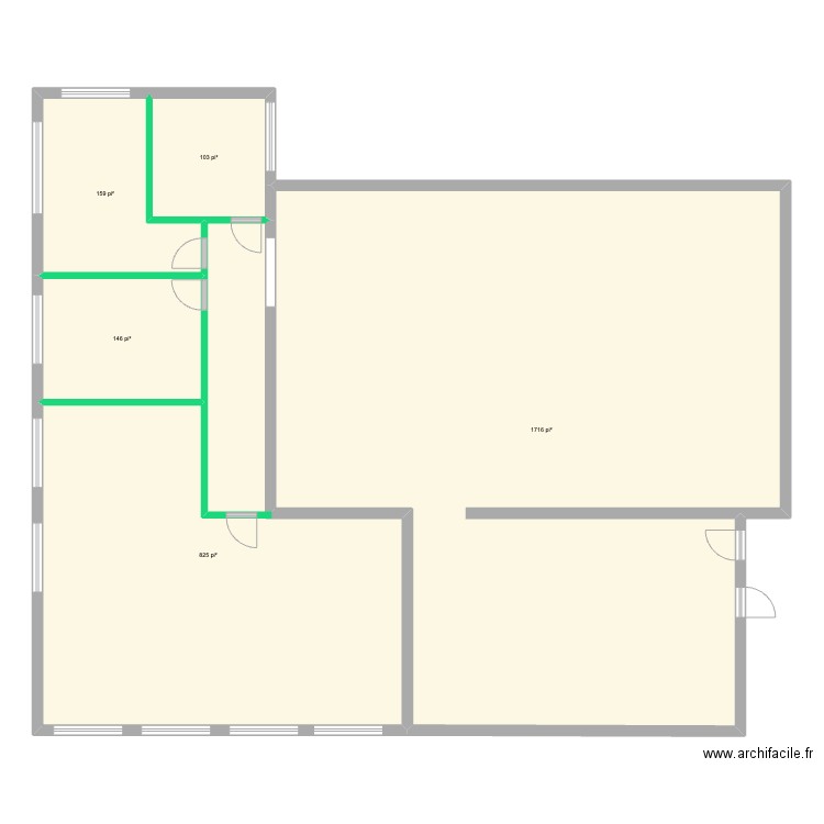 225 Seigneuriale agrandissement 21X54. Plan de 5 pièces et 274 m2