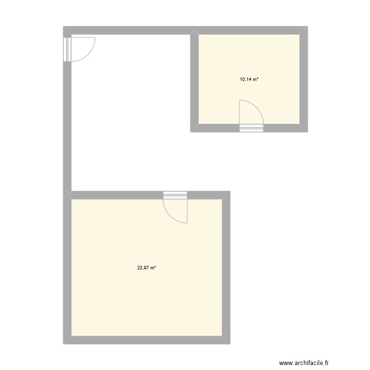 hamza. Plan de 2 pièces et 33 m2