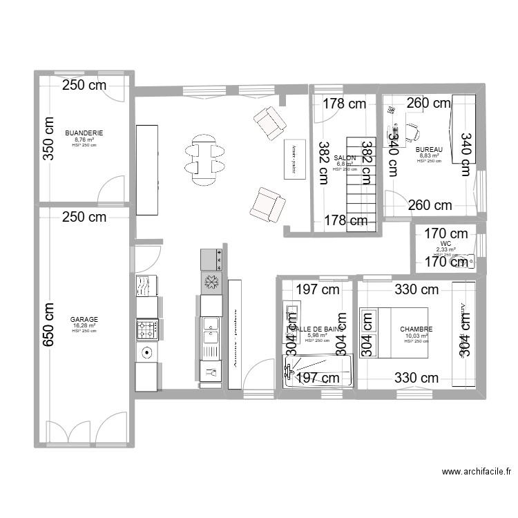 Chalet451. Plan de 7 pièces et 59 m2