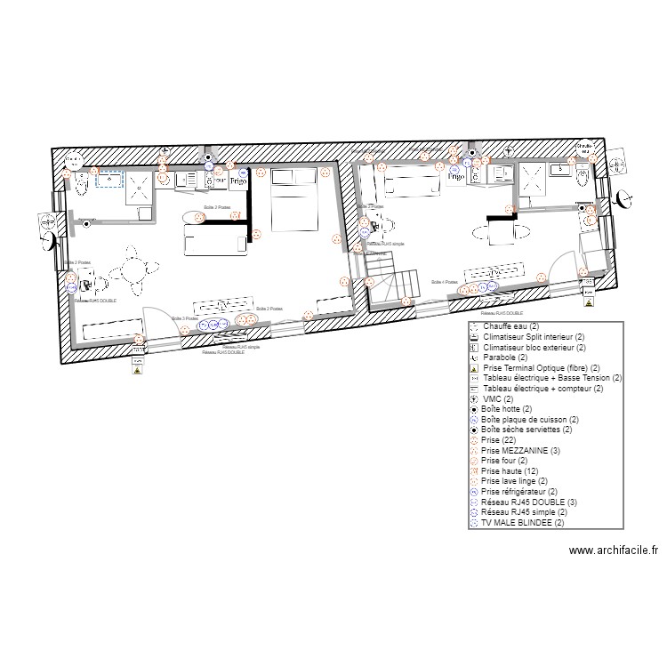 PC DU T1 ET T2 . Plan de 1 pièce et 42 m2