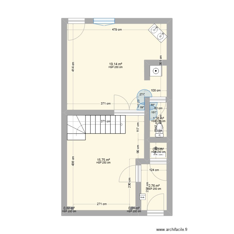 bas maison papa. Plan de 7 pièces et 40 m2