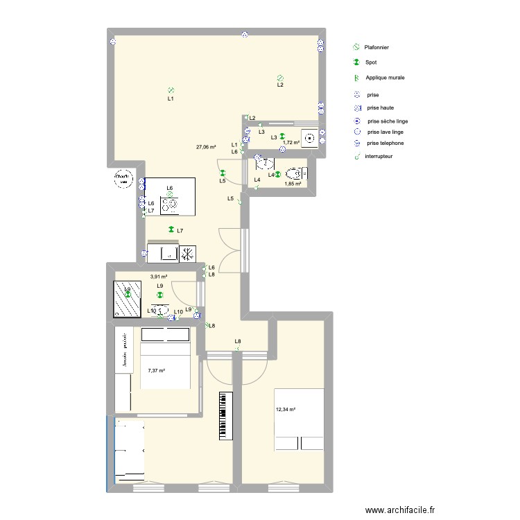 consolat4. Plan de 6 pièces et 64 m2