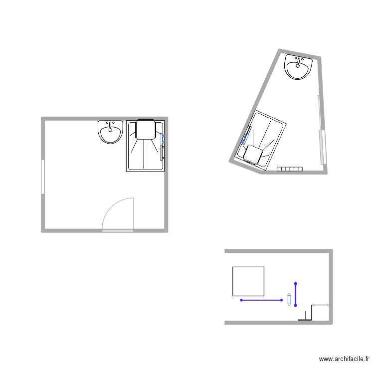 SdB3. Plan de 2 pièces et 11 m2