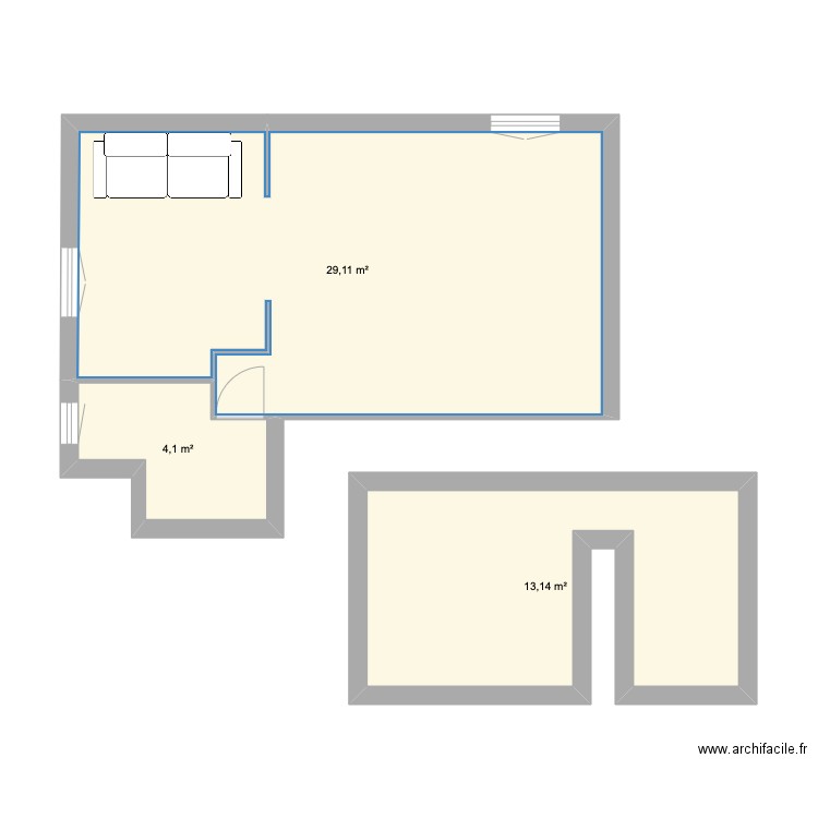 Gisors. Plan de 3 pièces et 46 m2