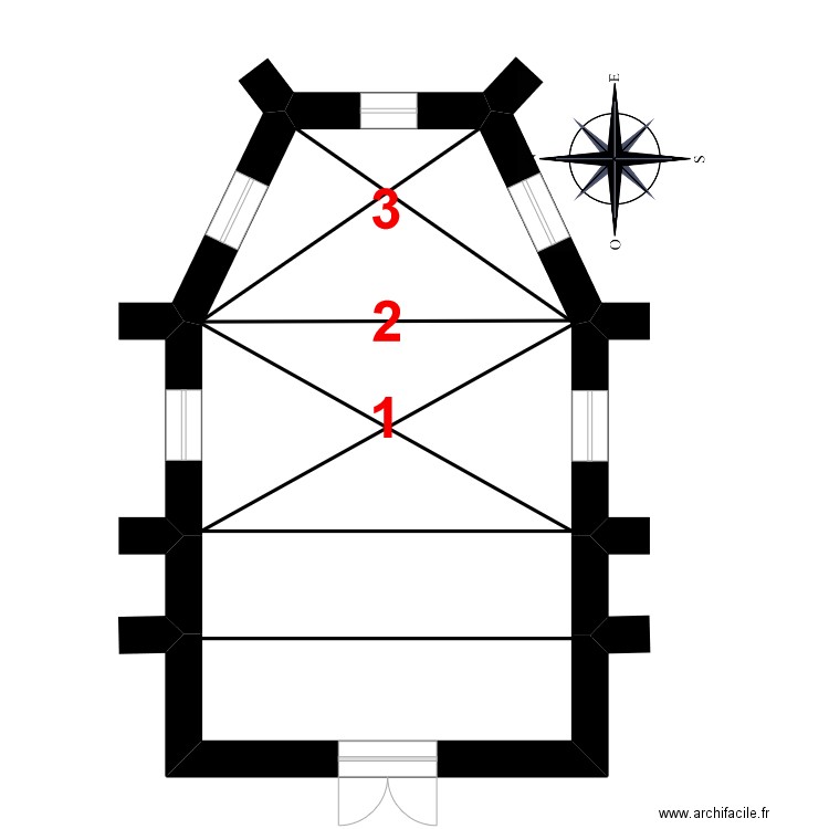 Langeron. Plan de 1 pièce et 43 m2