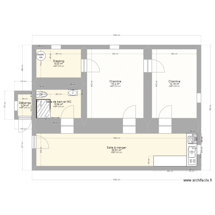 rch maison vilneuve st georges . Plan de 6 pièces et 59 m2