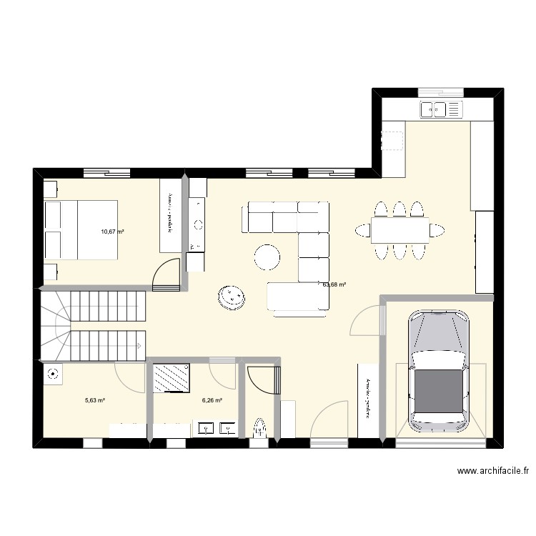 PLAN CHATILLON 2. Plan de 4 pièces et 86 m2