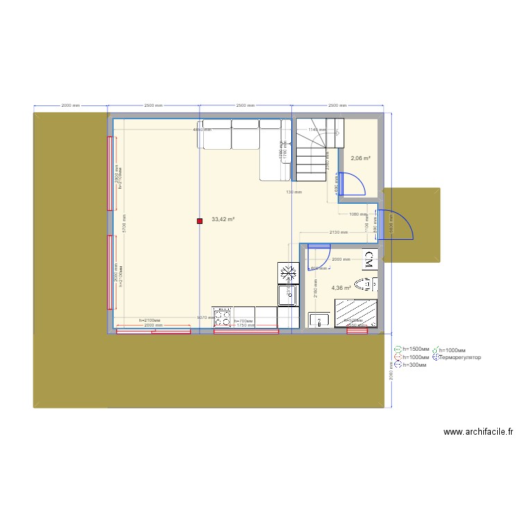 75 2.2 Приветное. Plan de 12 pièces et 111 m2