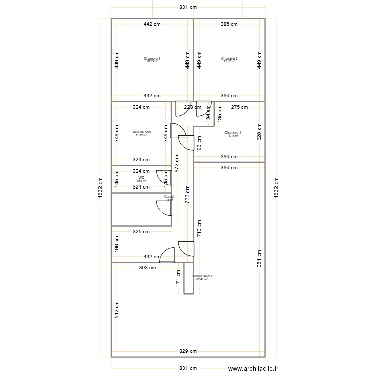 Maudal. Plan de 9 pièces et 151 m2