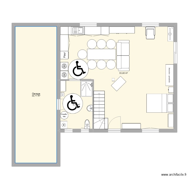 EM2R. Plan de 3 pièces et 93 m2