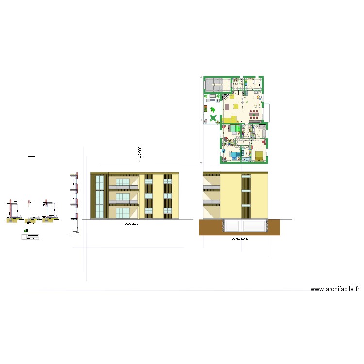 Façades résidence bi familiale. Plan de 0 pièce et 0 m2