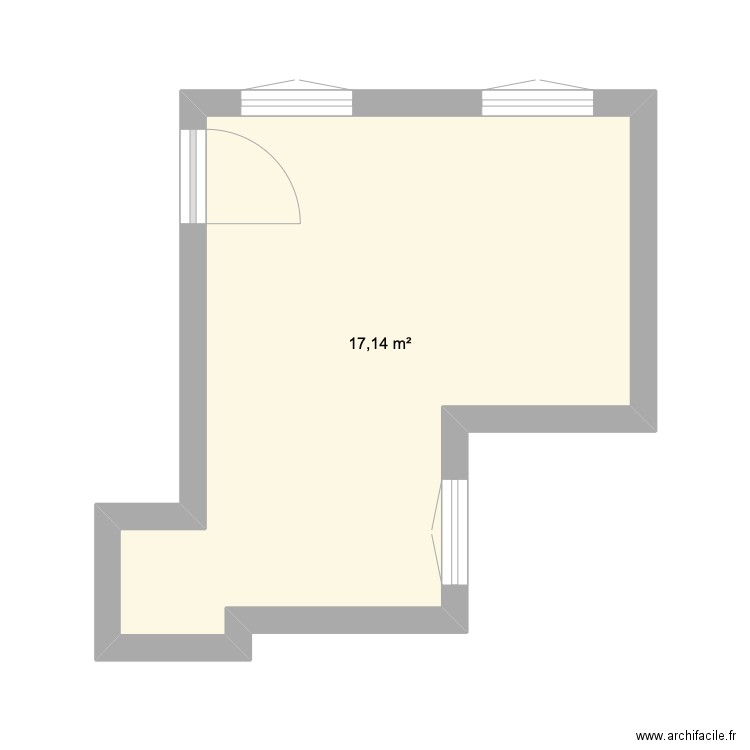 Plan de base Hugo Tassou. Plan de 1 pièce et 17 m2