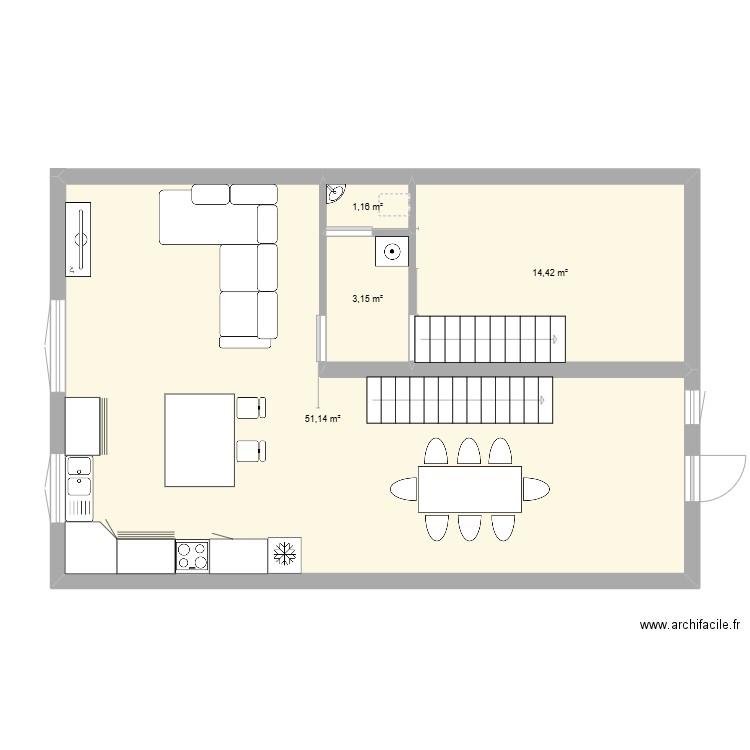 maison ozennay. Plan de 4 pièces et 70 m2